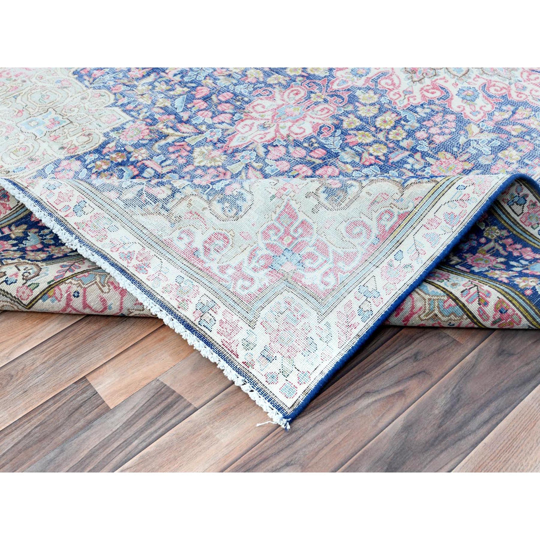 5'9" x 9'7" Vintage Hand Knotted Blue Cotton Rectangle Oriental Rug - MOA10281634