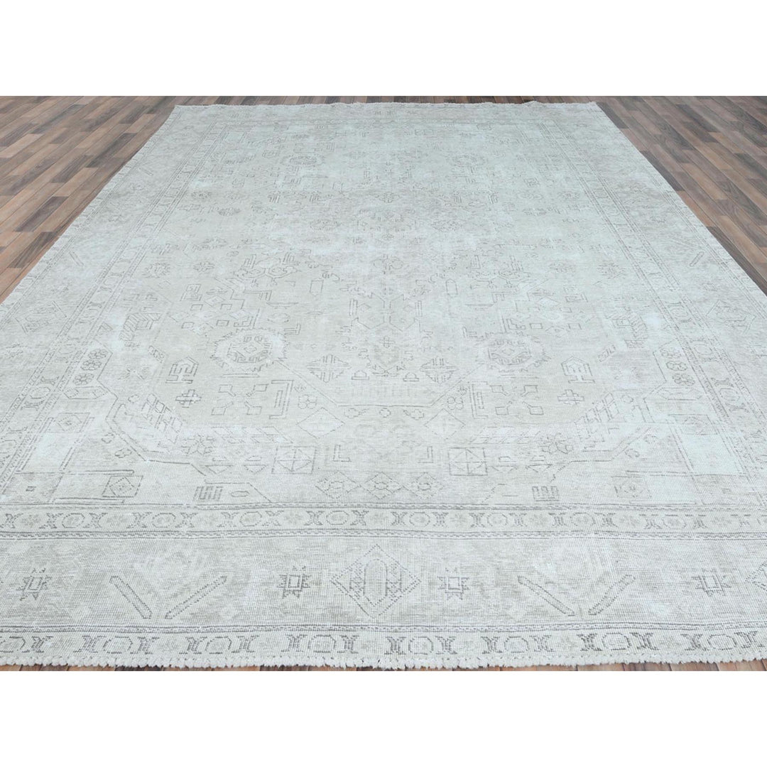 9'6" x 12'7" Vintage Hand Knotted Ivory Cotton Rectangle Oriental Rug - MOA10281678