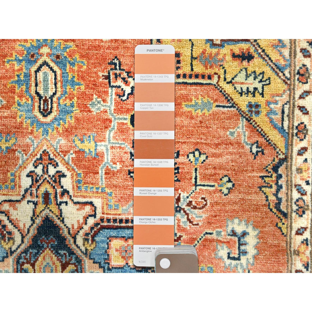 4'0" x 5'10" New Hand Knotted Orange Wool Rectangle Oriental Rug - MOA10281726