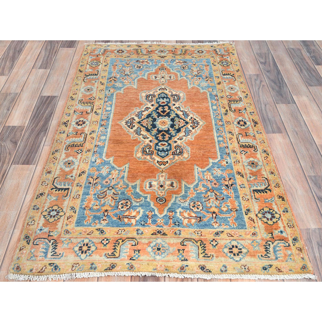 3'0" x 4'10" New Hand Knotted Orange Wool Rectangle Oriental Rug - MOA10281728