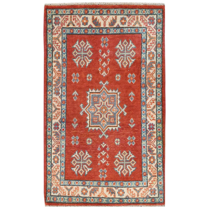 2'0" x 3'3" New Hand Knotted Red Cotton Rectangle Oriental Rug - MOA10281772