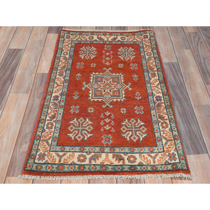 2'0" x 3'3" New Hand Knotted Red Cotton Rectangle Oriental Rug - MOA10281772