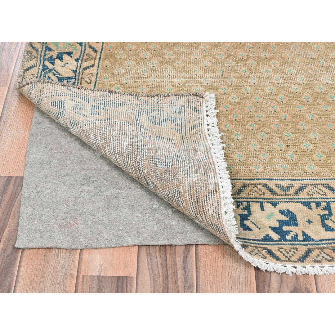 3'3" x 9'9" Vintage Hand Knotted Brown Wool Runner Oriental Rug - MOA10281897