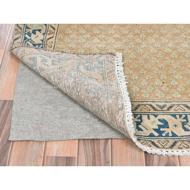 3'3" x 9'9" Vintage Hand Knotted Brown Wool Runner Oriental Rug - MOA10281897