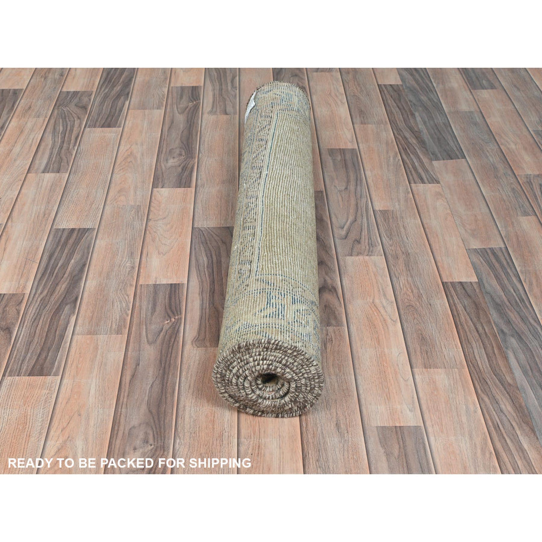 3'3" x 9'9" Vintage Hand Knotted Brown Wool Runner Oriental Rug - MOA10281897