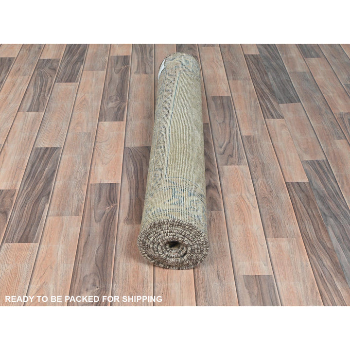 3'3" x 9'9" Vintage Hand Knotted Brown Wool Runner Oriental Rug - MOA10281897