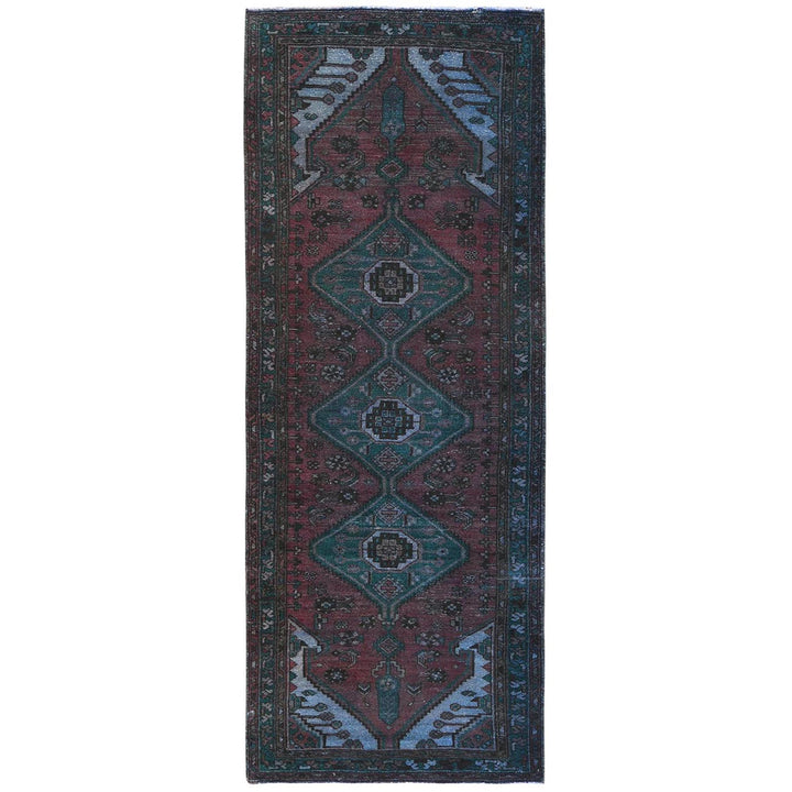 3'5" x 9'7" Vintage Hand Knotted Red Wool Runner Oriental Rug - MOA10281919