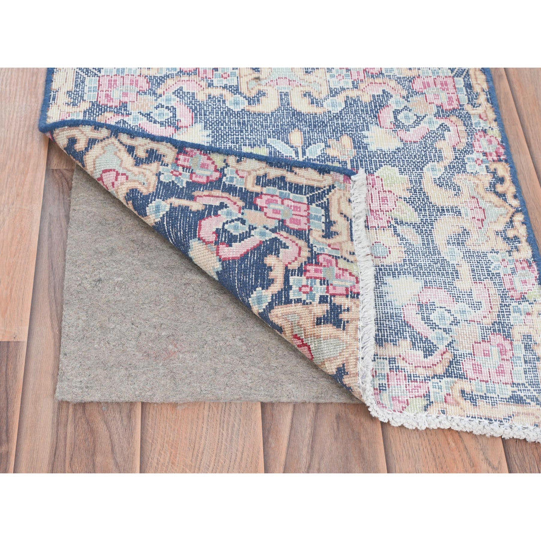 1'6" x 1'7" Vintage Hand Knotted Blue Cotton Square Oriental Rug - MOA10281948