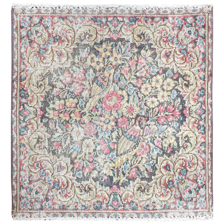 1'8" x 1'8" Vintage Hand Knotted Multicolored Cotton Square Oriental Rug - MOA10281949