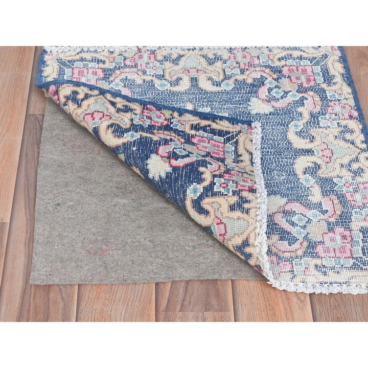 1'6" x 1'7" Vintage Hand Knotted Blue Cotton Square Oriental Rug - MOA10281950