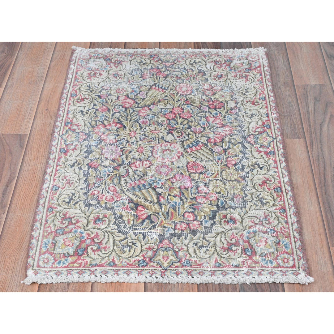 1'8" x 2'5" Vintage Hand Knotted Multicolored Cotton Rectangle Oriental Rug - MOA10281955