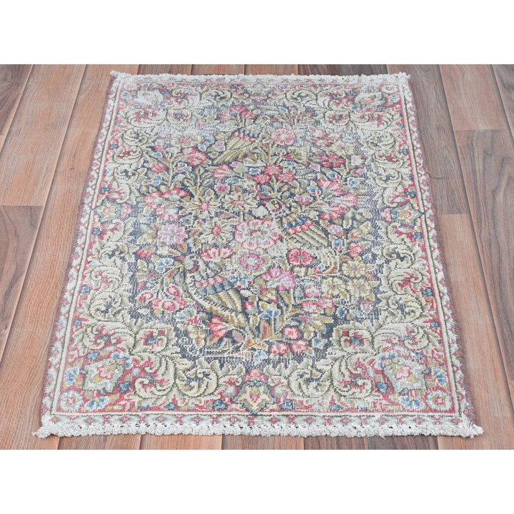 1'8" x 2'5" Vintage Hand Knotted Multicolored Cotton Rectangle Oriental Rug - MOA10281955