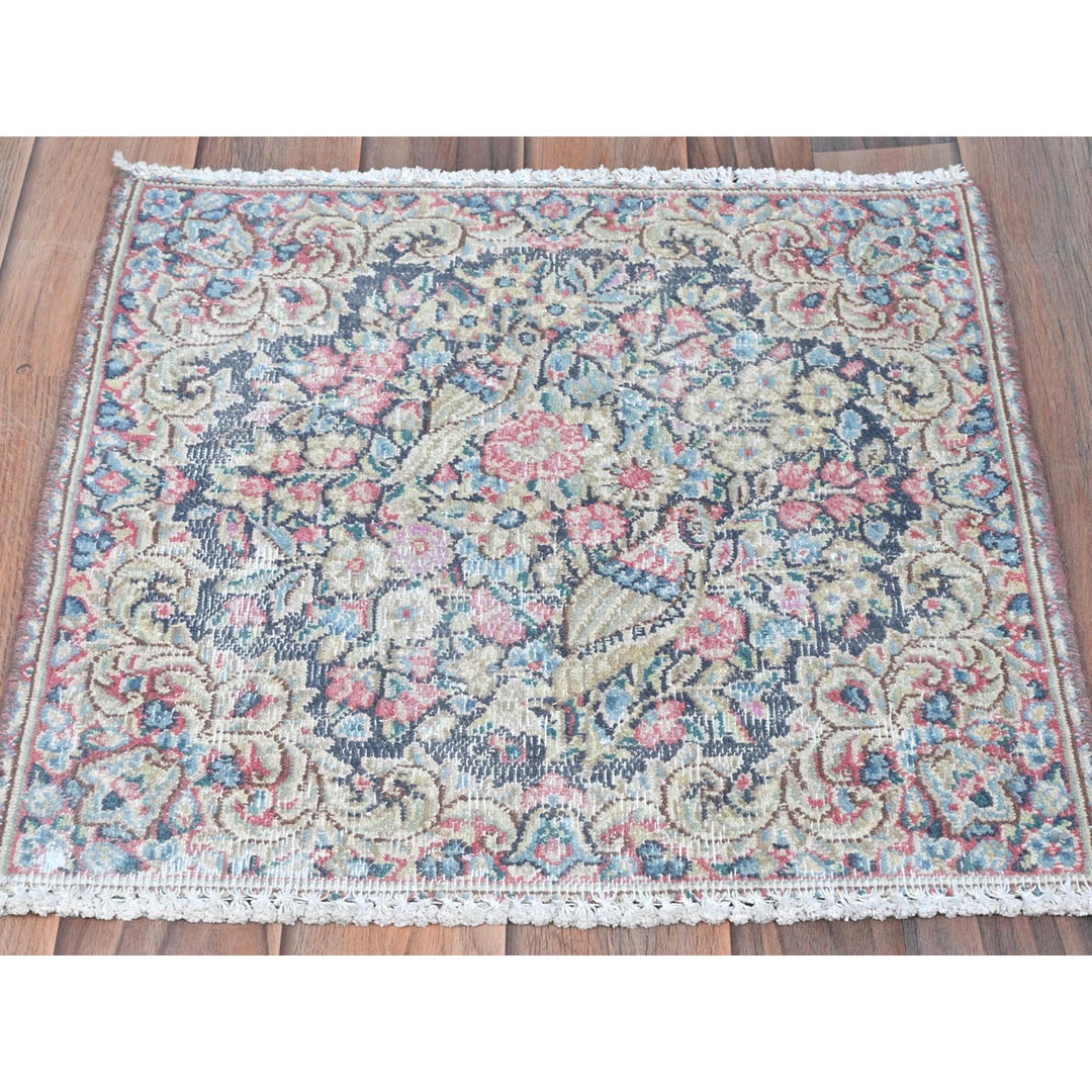 1'8" x 1'8" Vintage Hand Knotted Multicolored Cotton Square Oriental Rug - MOA10281956