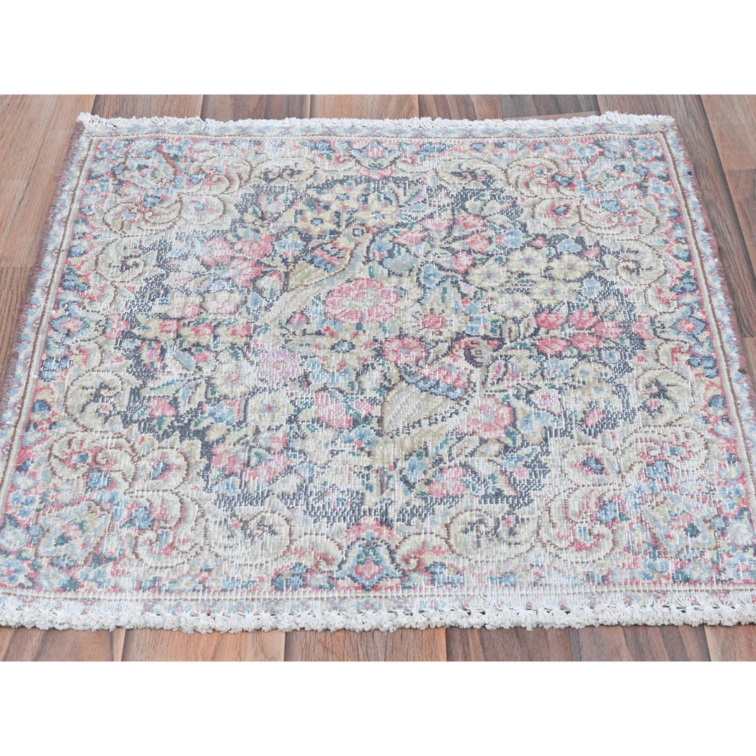 1'9" x 1'8" Vintage Hand Knotted Multicolored Cotton Square Oriental Rug - MOA10281957