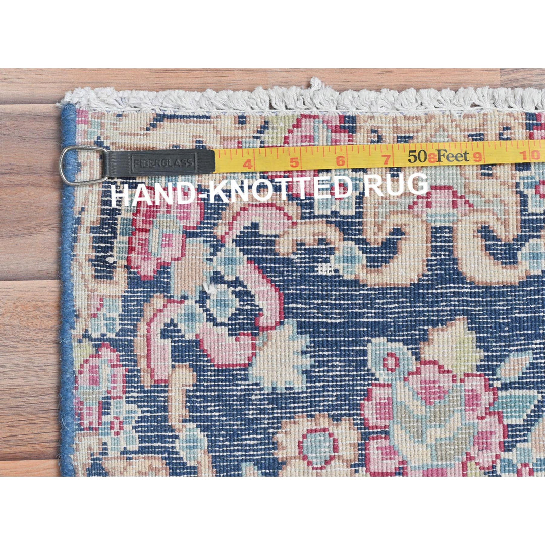 1'5" x 1'6" Vintage Hand Knotted Blue Cotton Square Oriental Rug - MOA10281958