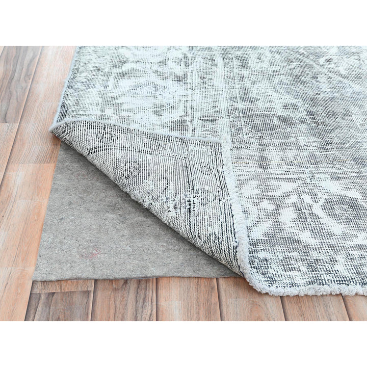 7'9" x 10'8" Vintage Hand Knotted Grey Wool Rectangle Oriental Rug - MOA10282104