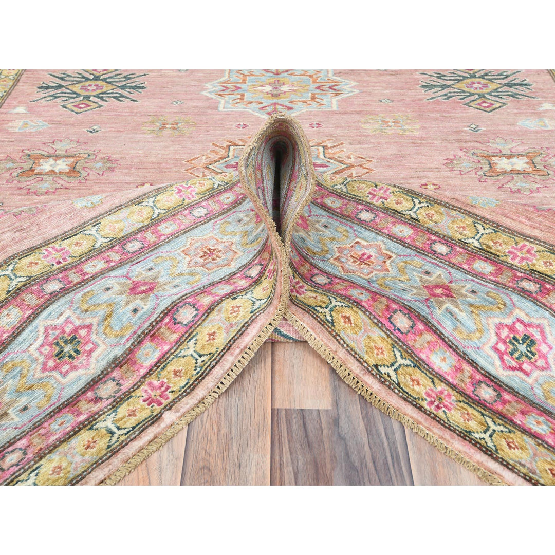 6'1" x 9'0" New Hand Knotted Pink Wool Rectangle Oriental Rug - MOA10282286