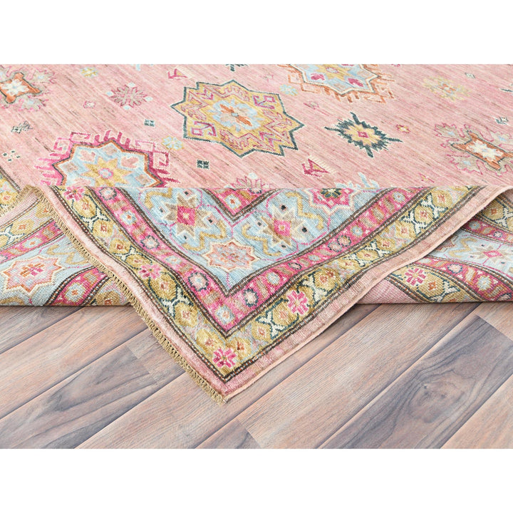 6'1" x 9'0" New Hand Knotted Pink Wool Rectangle Oriental Rug - MOA10282286