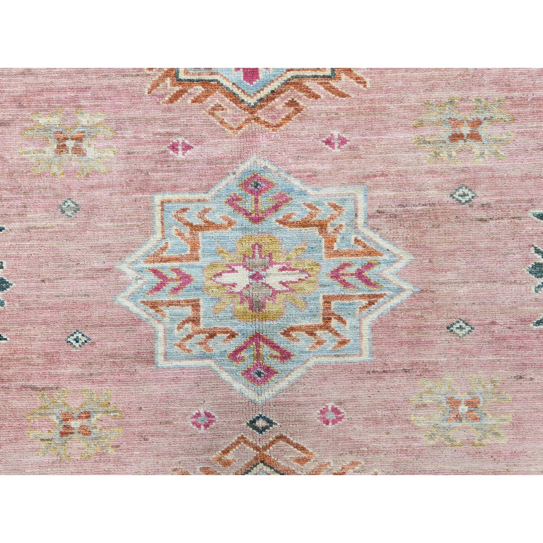 6'1" x 9'0" New Hand Knotted Pink Wool Rectangle Oriental Rug - MOA10282286