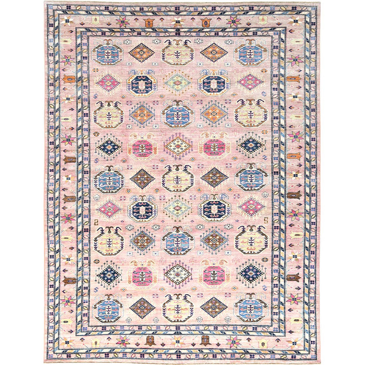 8'10" x 12'0" New Hand Knotted Pink Wool Rectangle Oriental Rug - MOA10282289