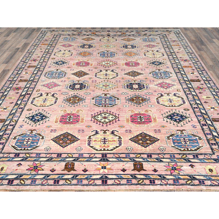 8'10" x 12'0" New Hand Knotted Pink Wool Rectangle Oriental Rug - MOA10282289