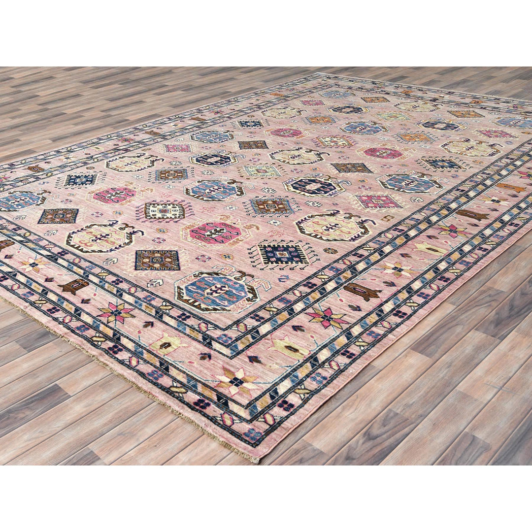 8'10" x 12'0" New Hand Knotted Pink Wool Rectangle Oriental Rug - MOA10282289