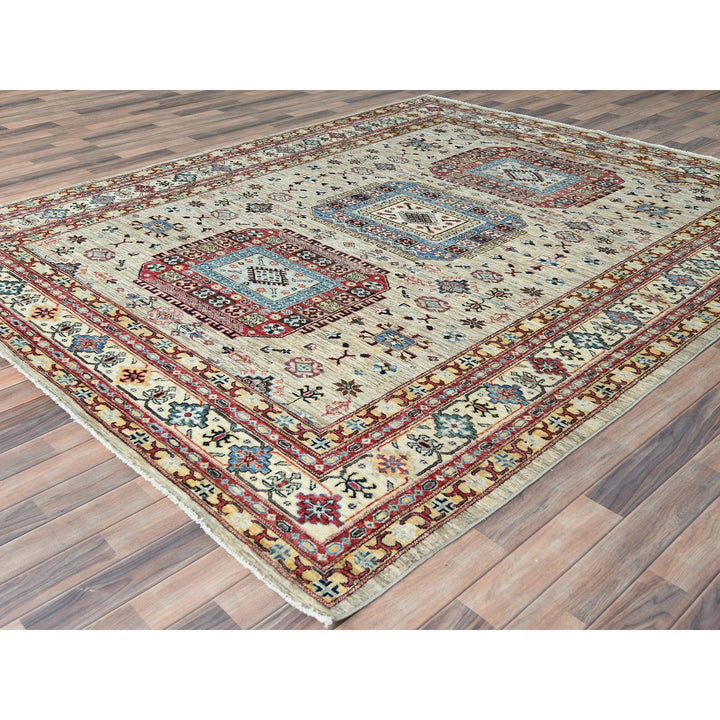 8'0" x 9'6" New Hand Knotted Beige Wool Rectangle Oriental Rug - MOA10282323