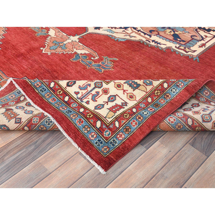 9'0" x 12'0" New Hand Knotted Red Wool Rectangle Oriental Rug - MOA10282335