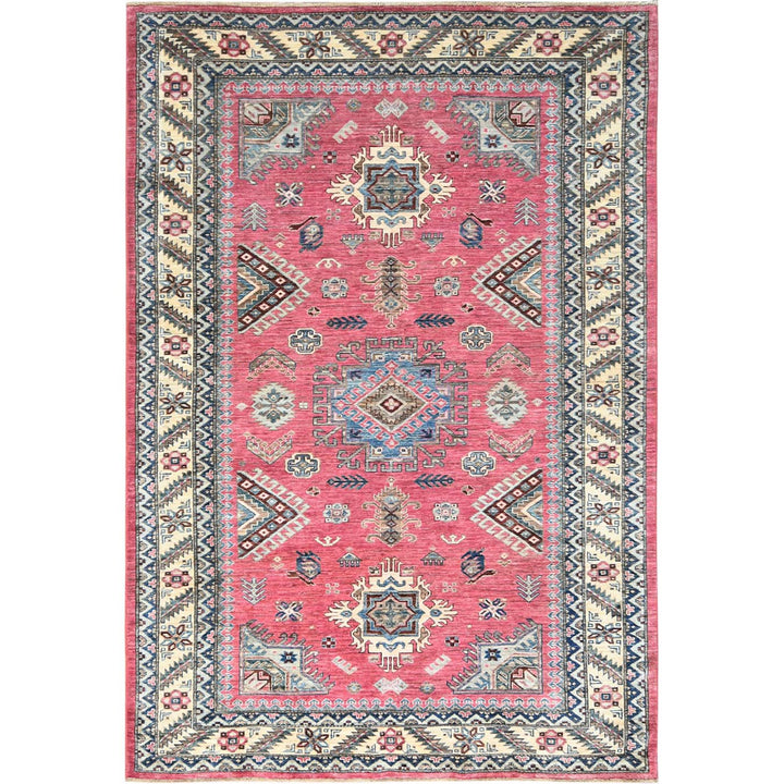 6'0" x 8'9" New Hand Knotted Pink Wool Rectangle Oriental Rug - MOA10282390