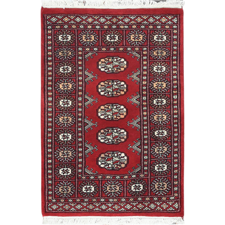 2'0" x 3'0" New Hand Knotted Red Cotton Rectangle Oriental Rug - MOA10282407