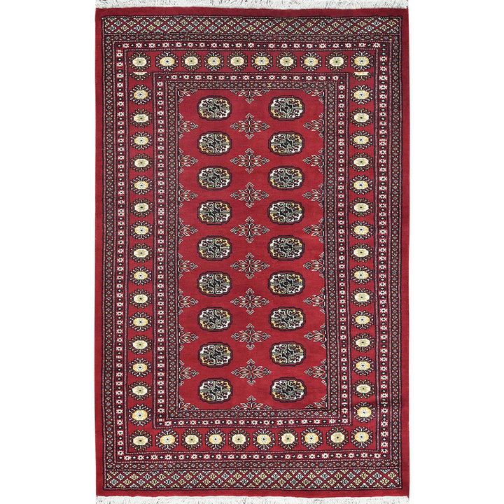 4'2" x 6'6" New Hand Knotted Red Wool Rectangle Oriental Rug - MOA10282415