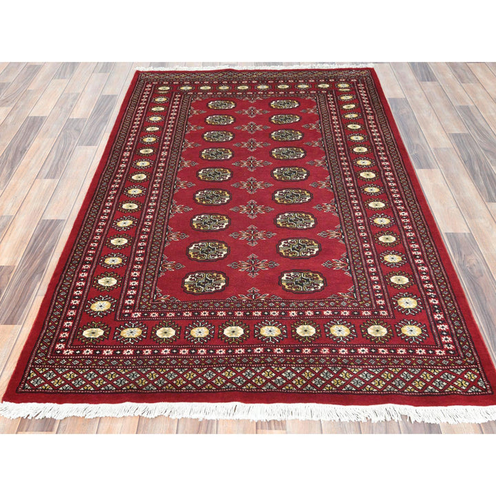 4'2" x 6'6" New Hand Knotted Red Wool Rectangle Oriental Rug - MOA10282415