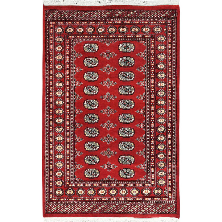 4'0" x 6'3" New Hand Knotted Red Wool Rectangle Oriental Rug - MOA10282418