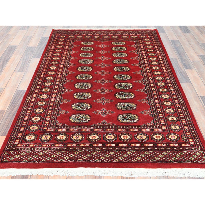 4'0" x 6'3" New Hand Knotted Red Wool Rectangle Oriental Rug - MOA10282418