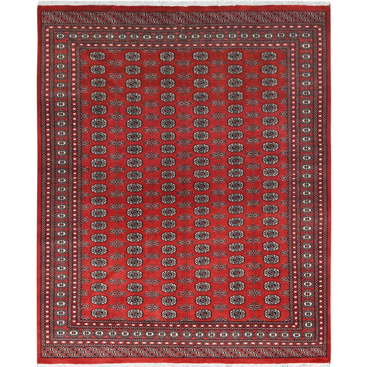 8'1" x 9'9" New Hand Knotted Red Wool Rectangle Oriental Rug - MOA10282434