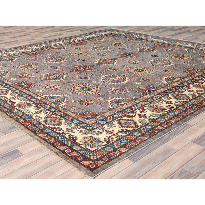 9'7" x 9'9" New Hand Knotted Grey Wool Square Oriental Rug - MOA10282437