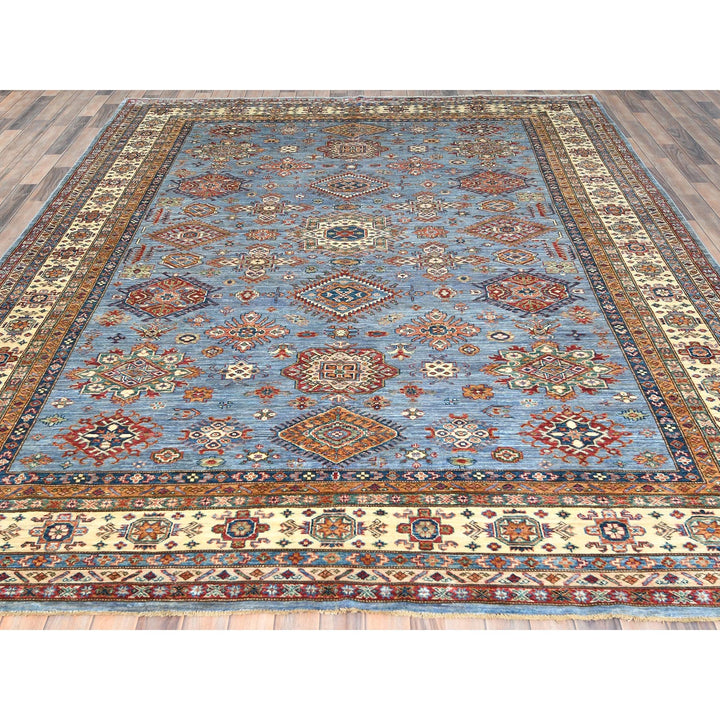 8'8" x 12'2" New Hand Knotted Blue Wool Rectangle Oriental Rug - MOA10282443