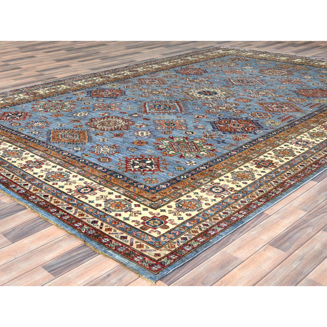 8'8" x 12'2" New Hand Knotted Blue Wool Rectangle Oriental Rug - MOA10282443