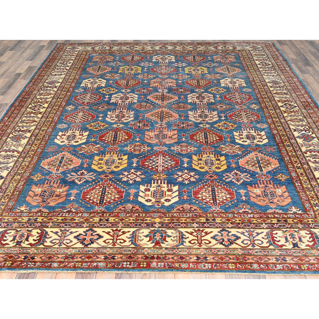 9'0" x 12'7" New Hand Knotted Blue Wool Rectangle Oriental Rug - MOA10282447