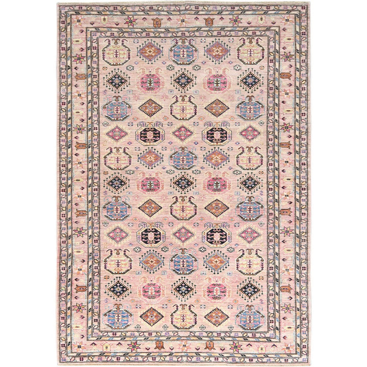 6'0" x 8'9" New Hand Knotted Pink Wool Rectangle Oriental Rug - MOA10282452