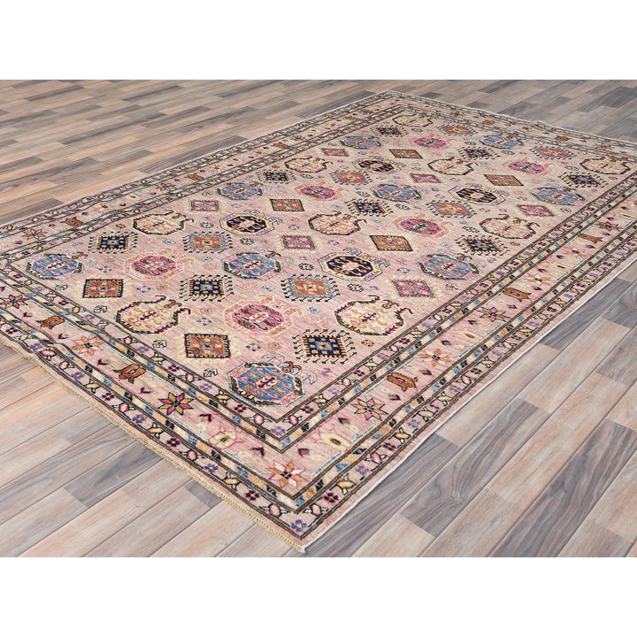 6'0" x 8'9" New Hand Knotted Pink Wool Rectangle Oriental Rug - MOA10282452