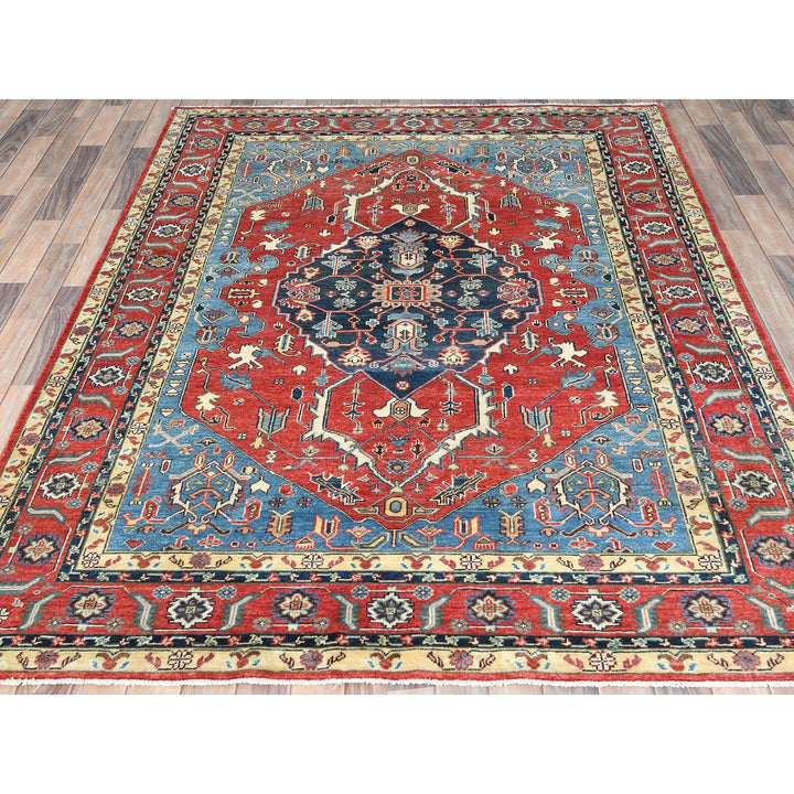 6'0" x 9'1" New Hand Knotted Red Wool Rectangle Oriental Rug - MOA10282466