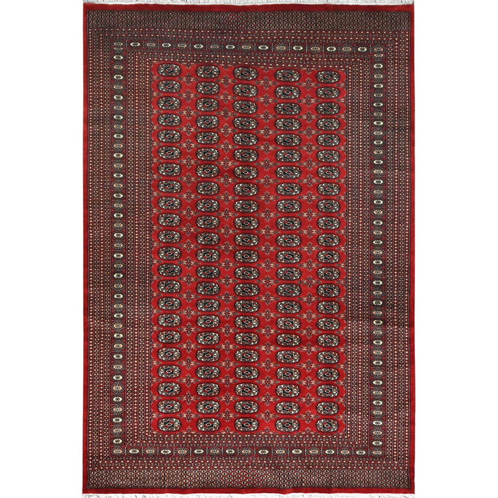 6'0" x 9'1" New Hand Knotted Red Wool Rectangle Oriental Rug - MOA10282493