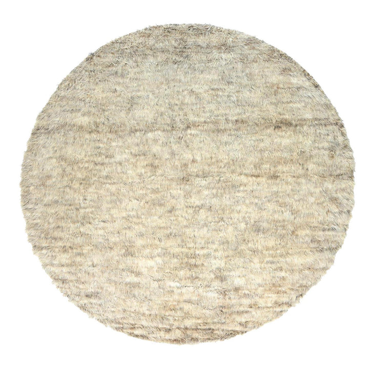 13'6" x 13'5" New Hand Knotted Beige Wool Round Oriental Rug - MOA10282563