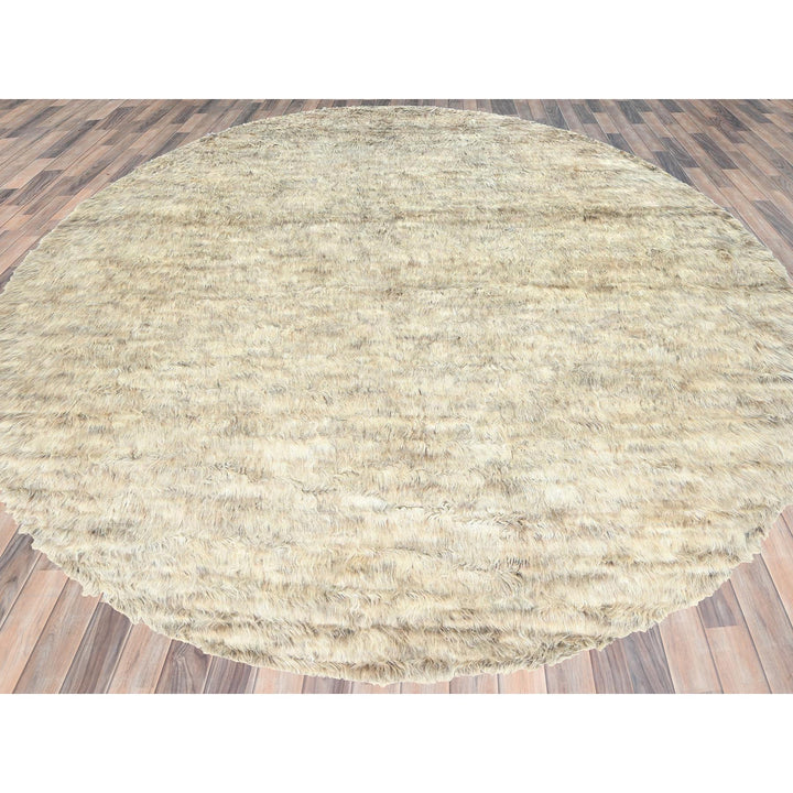 13'6" x 13'5" New Hand Knotted Beige Wool Round Oriental Rug - MOA10282563