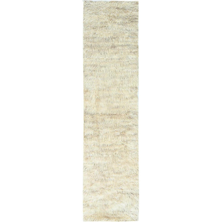 2'6" x 10'0" New Hand Knotted Beige Wool Runner Oriental Rug - MOA10282574