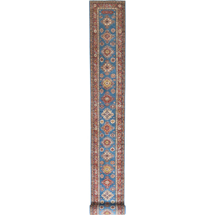 2'9" x 40'6" New Hand Knotted Blue Wool Runner Oriental Rug - MOA10282575