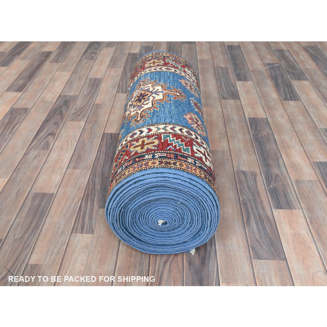 2'9" x 40'6" New Hand Knotted Blue Wool Runner Oriental Rug - MOA10282575