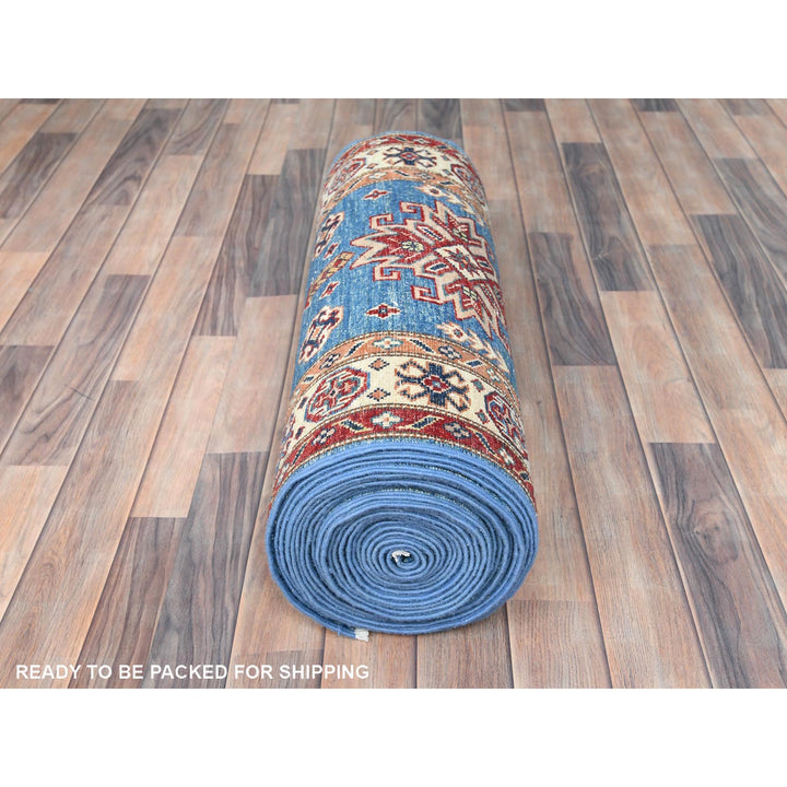 2'6" x 33'6" New Hand Knotted Blue Wool Runner Oriental Rug - MOA10282577