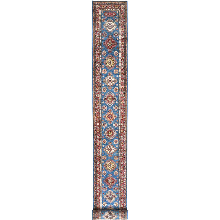 2'8" x 34'0" New Hand Knotted Blue Wool Runner Oriental Rug - MOA10282579